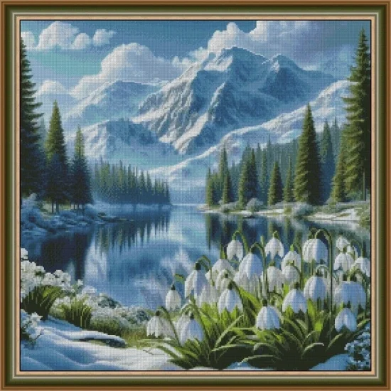 Сезонни пейзажи Кокичета в планината