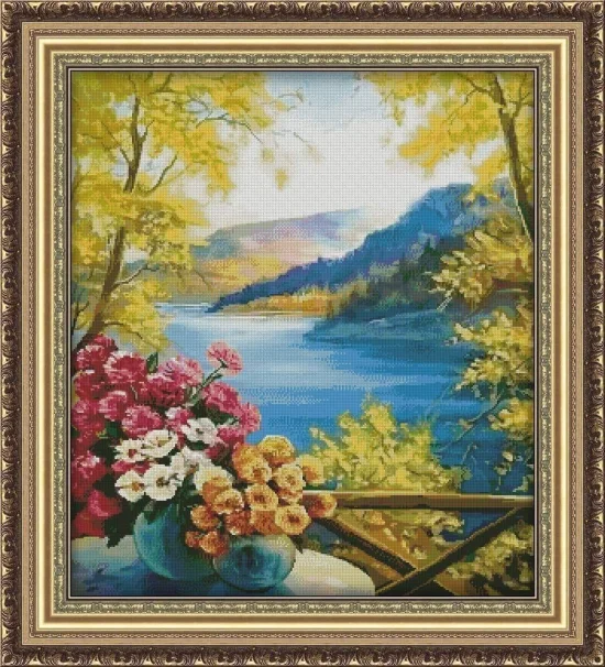 Сезонни пейзажи Красив изглед към реката