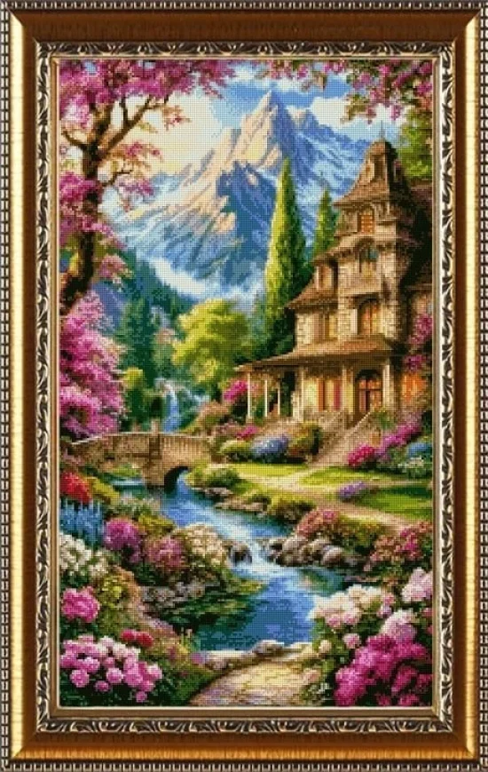 Сезонни пейзажи Къща край ручея