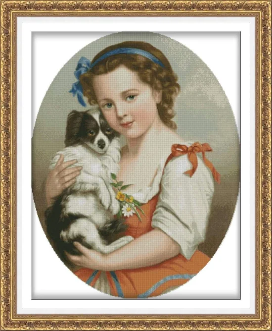 Детски Момиче с кученце