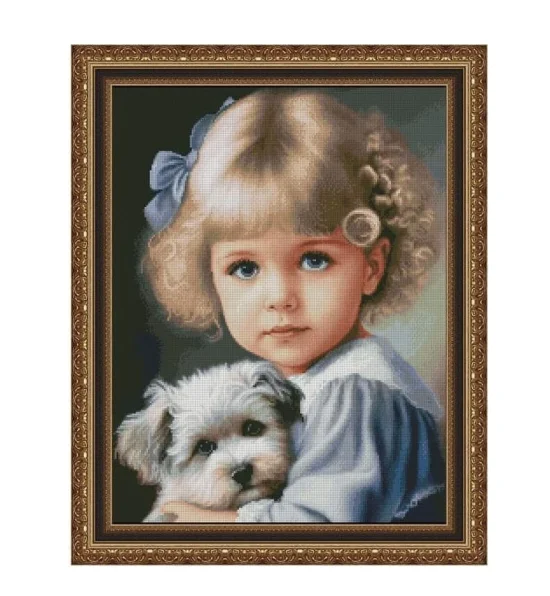 Детски Момиченце с кученце