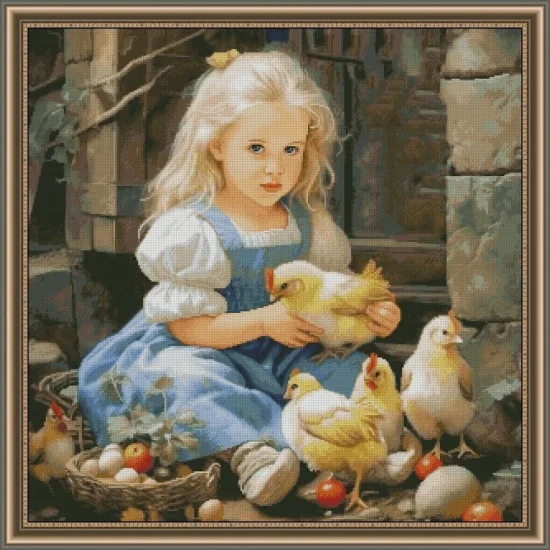 Детски Момиченце с пиленца