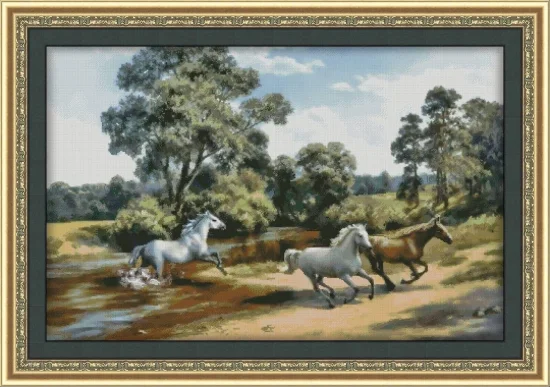 Животни Пейзаж с коне