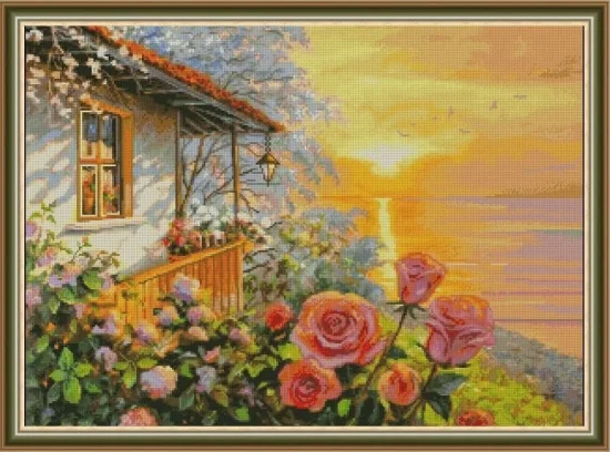 Сезонни пейзажи Прозорче към изгрева