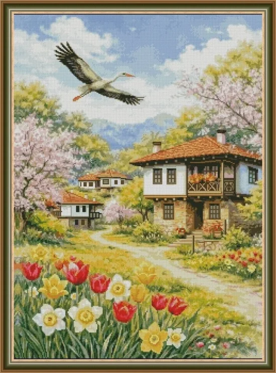 Сезонни пейзажи Щъркелова пролет