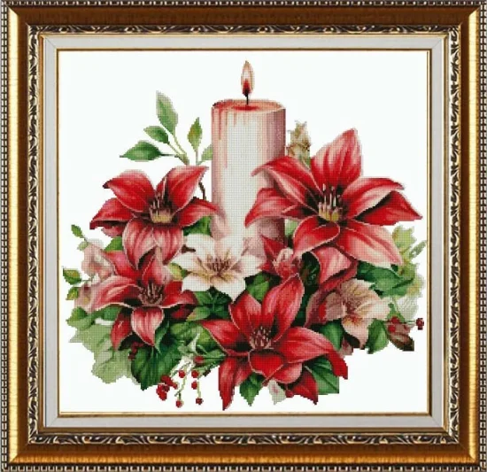 Сезонни пейзажи Свещ и коледна звезда